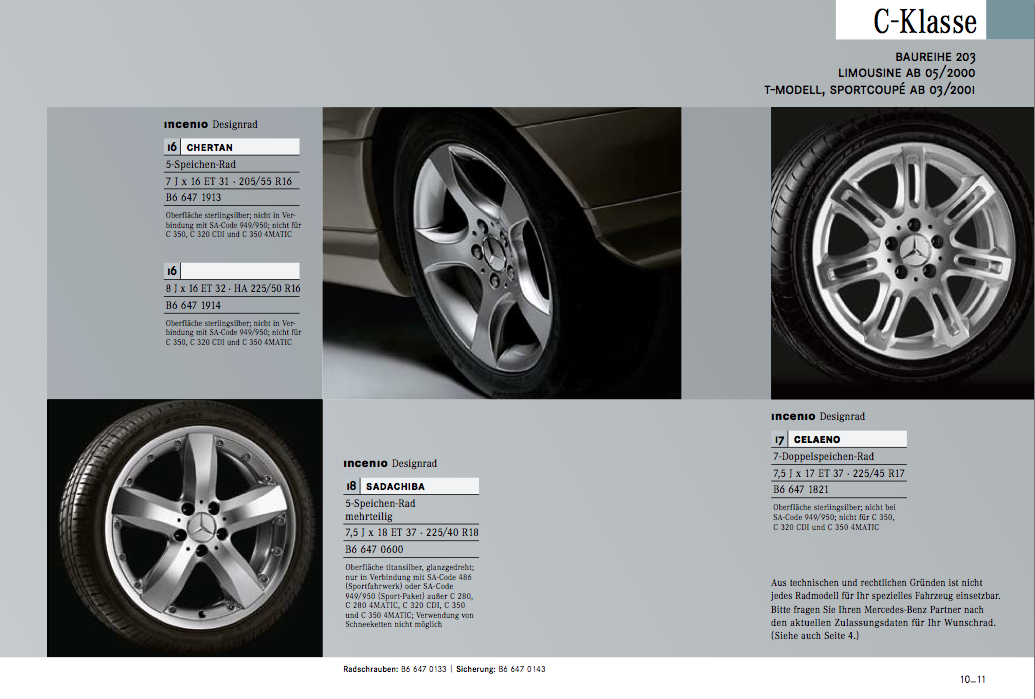 Mercedes C Klasse Felgen Katalog